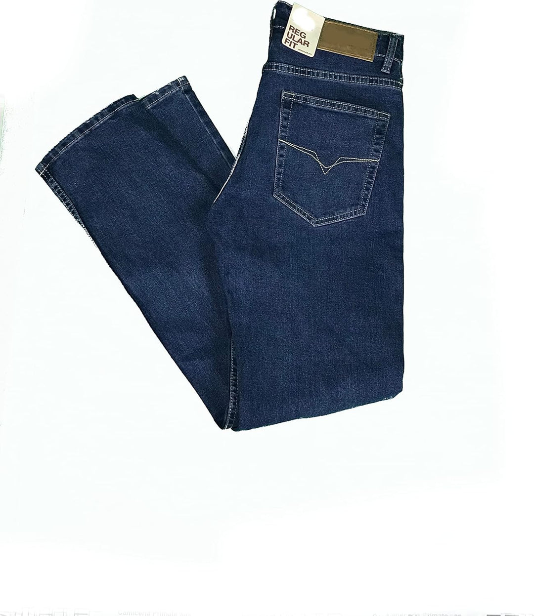Herren Jeans 5 Taschen Denim Regular Fit Gerades Bein Elastisch Hohe Taille 38 Denim, 38 Denim