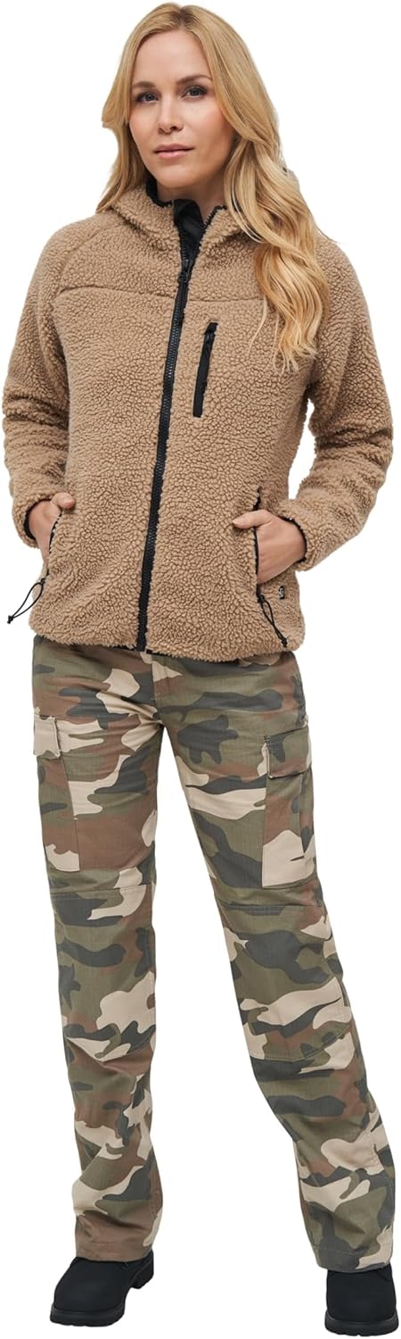 Brandit TEDDYFLEECE JACKE MIT KAPUZE DAMEN WINTERJACKE JAGD OUTDOOR FLEECEJACKE 4XL Coyote, 4XL Coyo