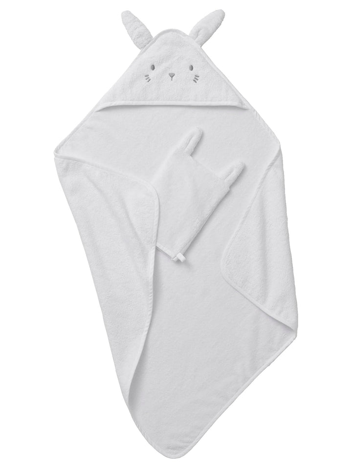 VERTBAUDET Badecape mit Waschhandschuh "Bio", Kapuzenhandtuch weiss 70X70