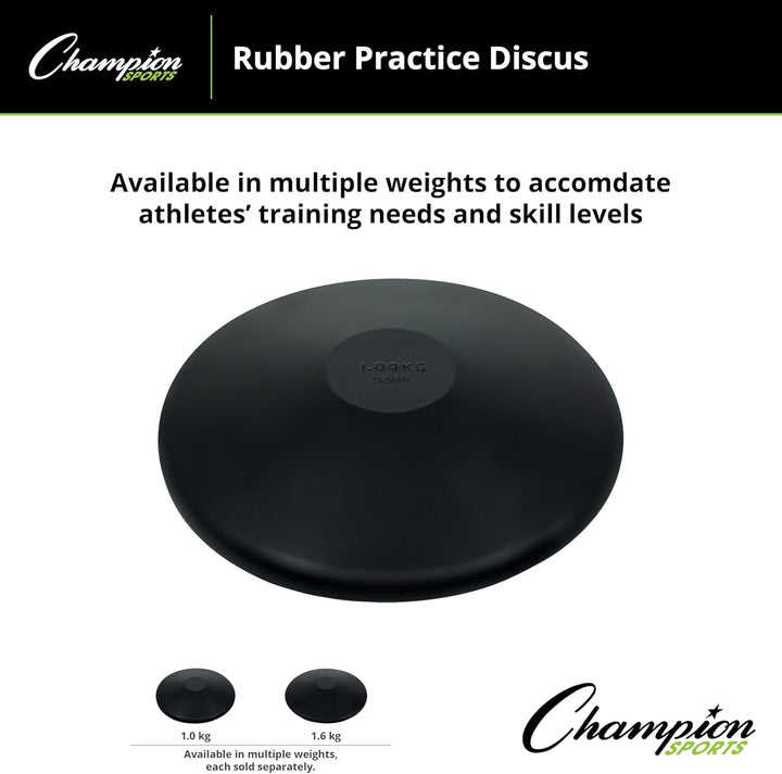 Champion Sports Übungsdiskus aus Gummi, erhältlich in mehreren Gewichten 1,0 kg, 1,0 kg