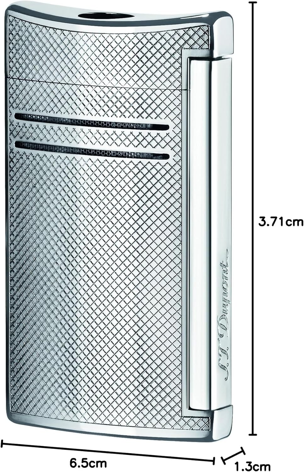 S.T. Dupont Maxijet-Feuerzeug, gebürstetes Chrom-P 65 x 37 x 14 mm Chrom-Gitter