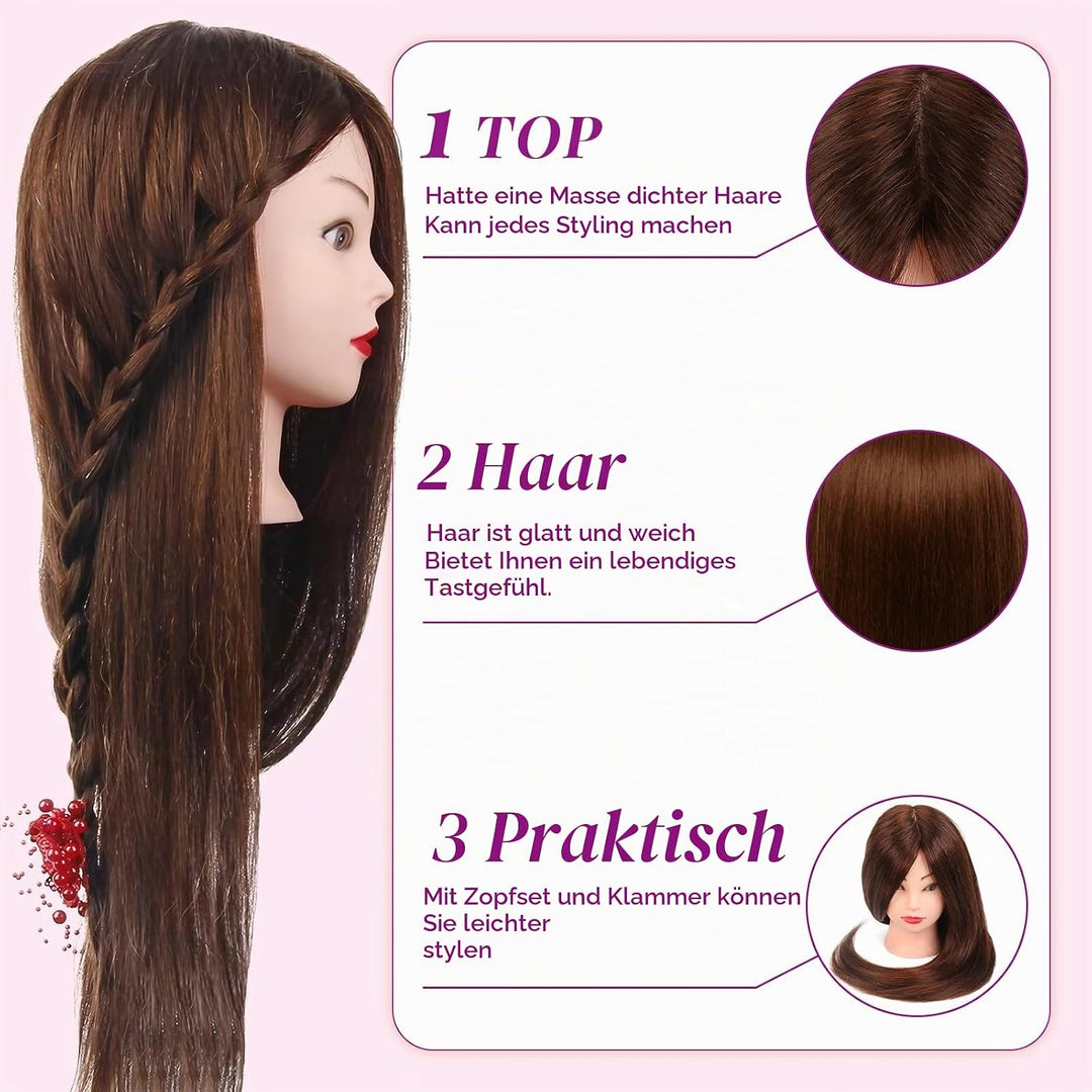 Übungskopf Neverland Beauty 24 Zoll 60% Echthaar Friseur Übungskopf Praxis Schaufensterpuppe Kopf mi