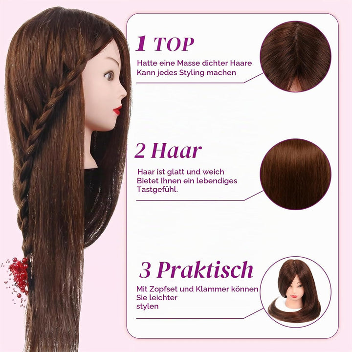 Übungskopf Neverland Beauty 24 Zoll 60% Echthaar Friseur Übungskopf Praxis Schaufensterpuppe Kopf mi