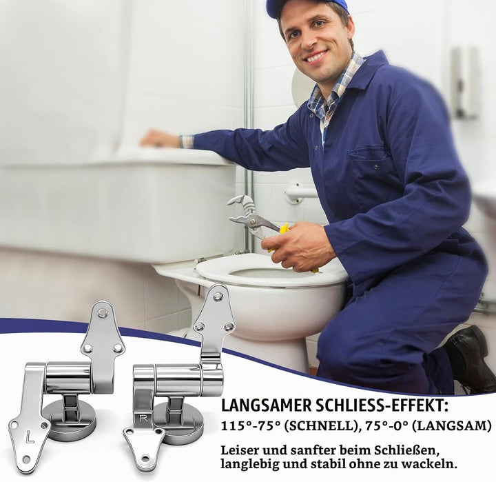 WC Sitz Scharniere Ersatzteile, Befestigungs-Set für Toilettendeckel mit Absenkautomatik, WC Sitz So