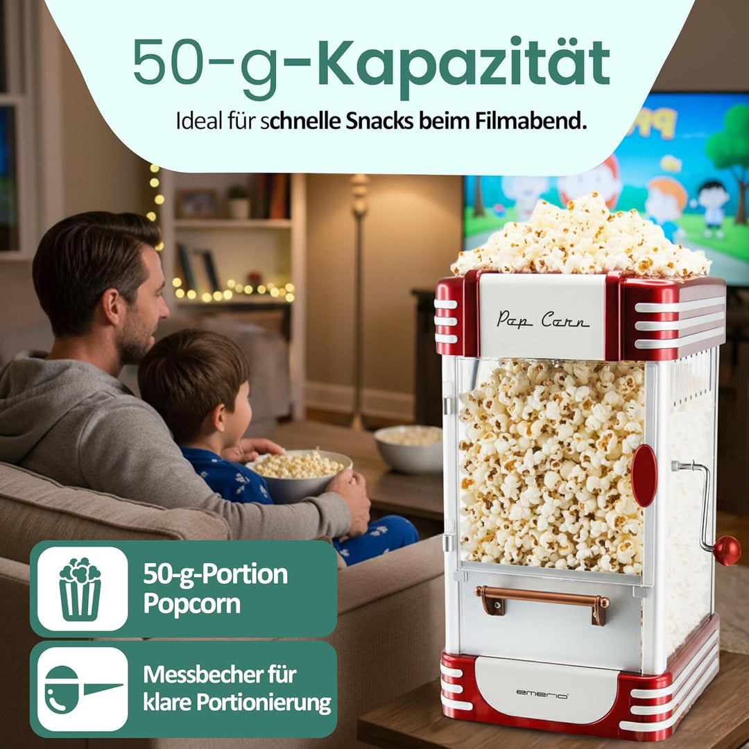 Emerio Popcornmaschine POM-120650, antihaftbeschichteter Behälter auch für süsses oder salziges Popc