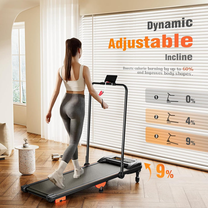 Laufband für Zuhause mit Neigung, Klappbares Elektrisches Laufband bis 12 km/h, 2.5HP Walking Machin