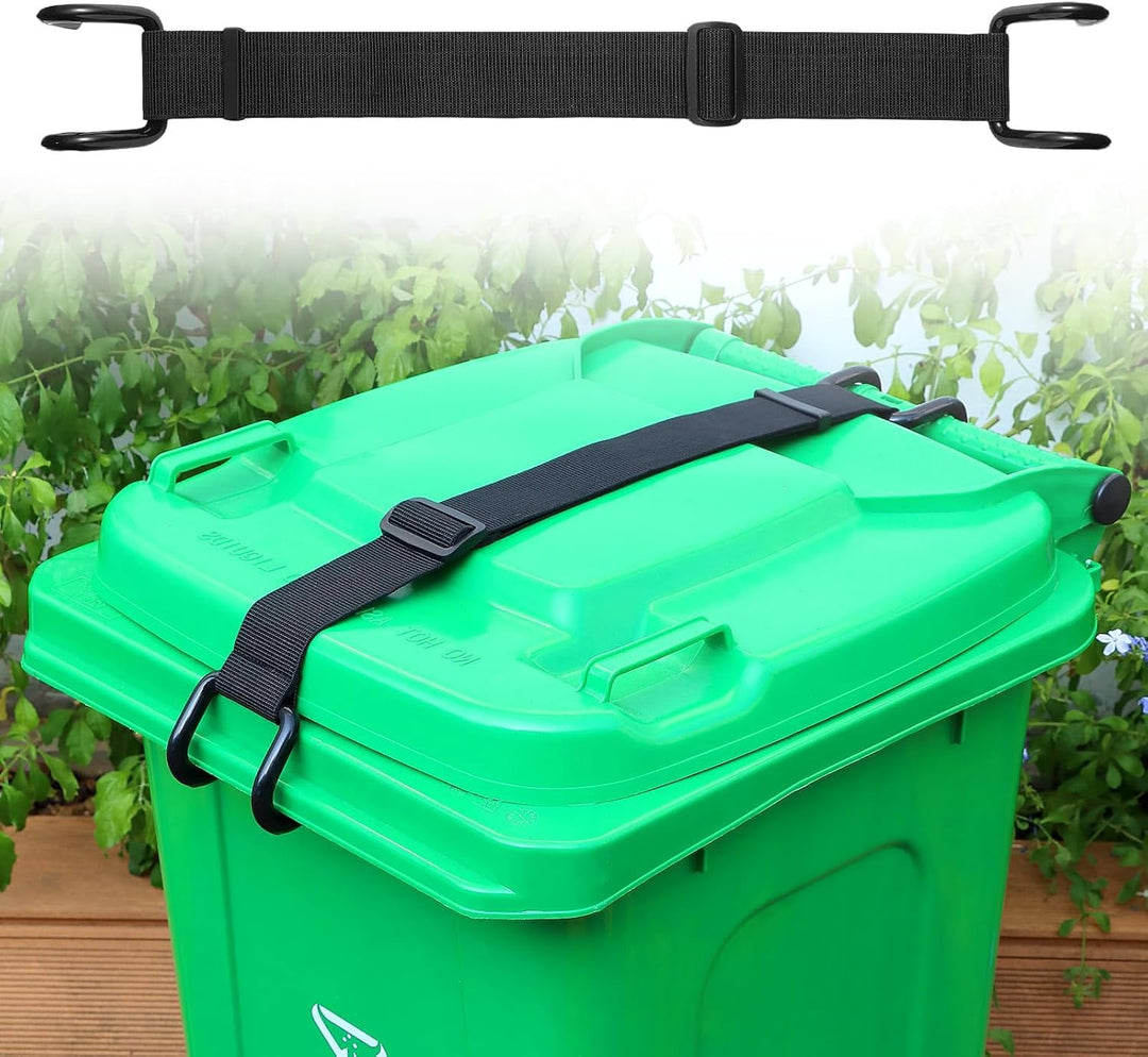 2er Mülltonnenschloss Ohne Bohren, Verstellbares Mülltonnen Schloss mit Gummiband für Tiere, Eichhör