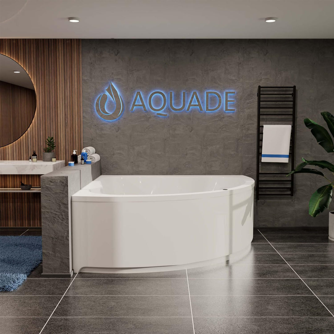 AQUADE Acryl Eckbadewanne 140x140 Modell: Koblenz - Weiss Badewanne Komplettset 140x140 - Badewannen