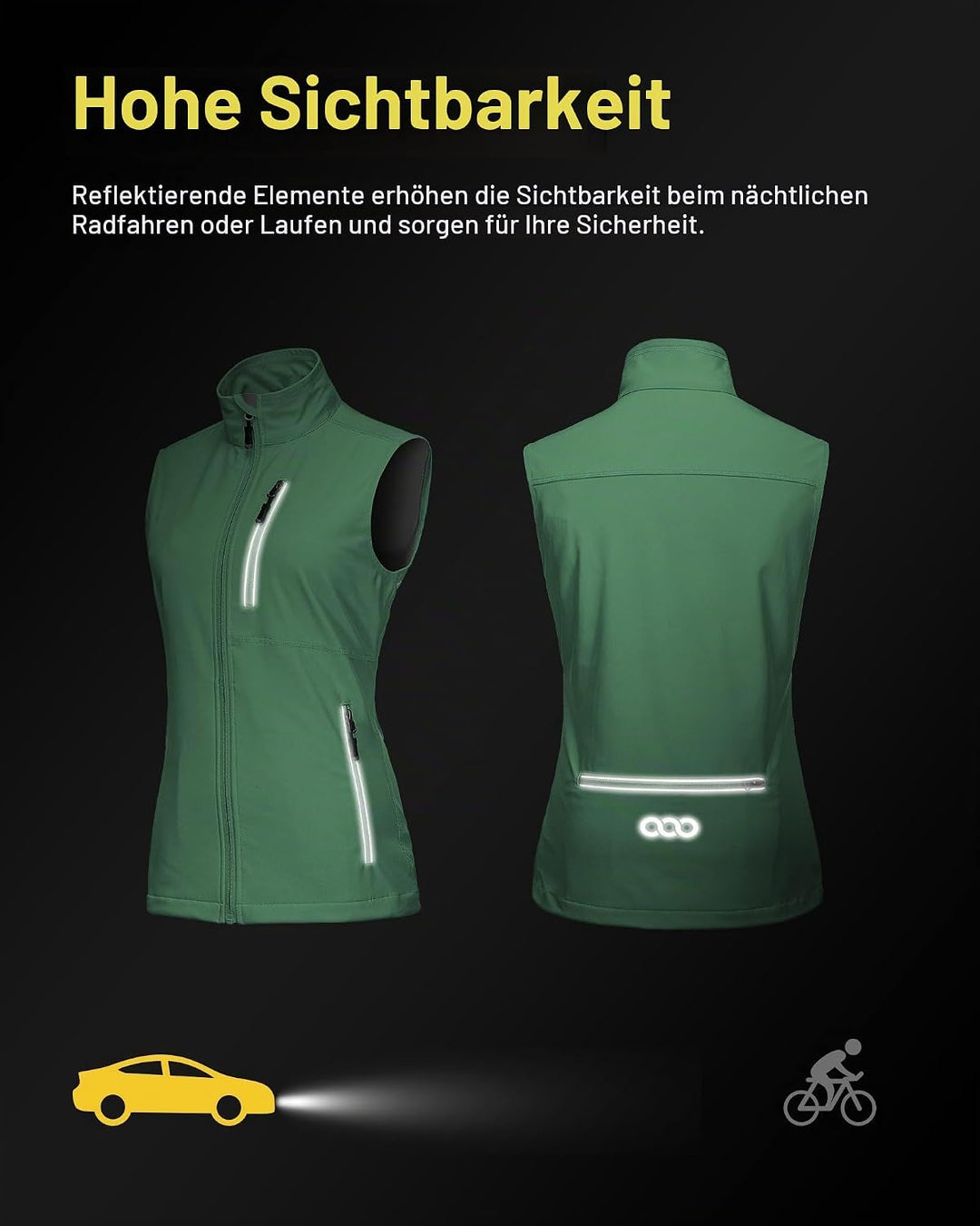 33,000ft Damen Leichte Laufweste Outdoor Softshell Weste Frau Ärmellose Jacke Winddichte Wasserdicht