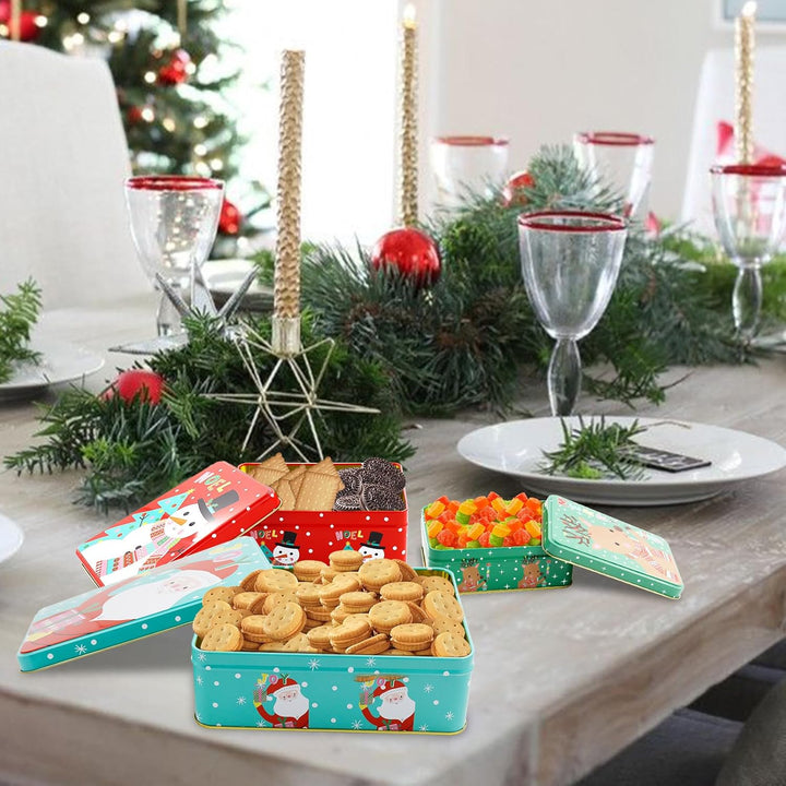 3er Set Keksdosen für Weihnachten,Keksdosen Set, Plätzchendose Metall,Dreistöckige Gebäckdosen,Vorra