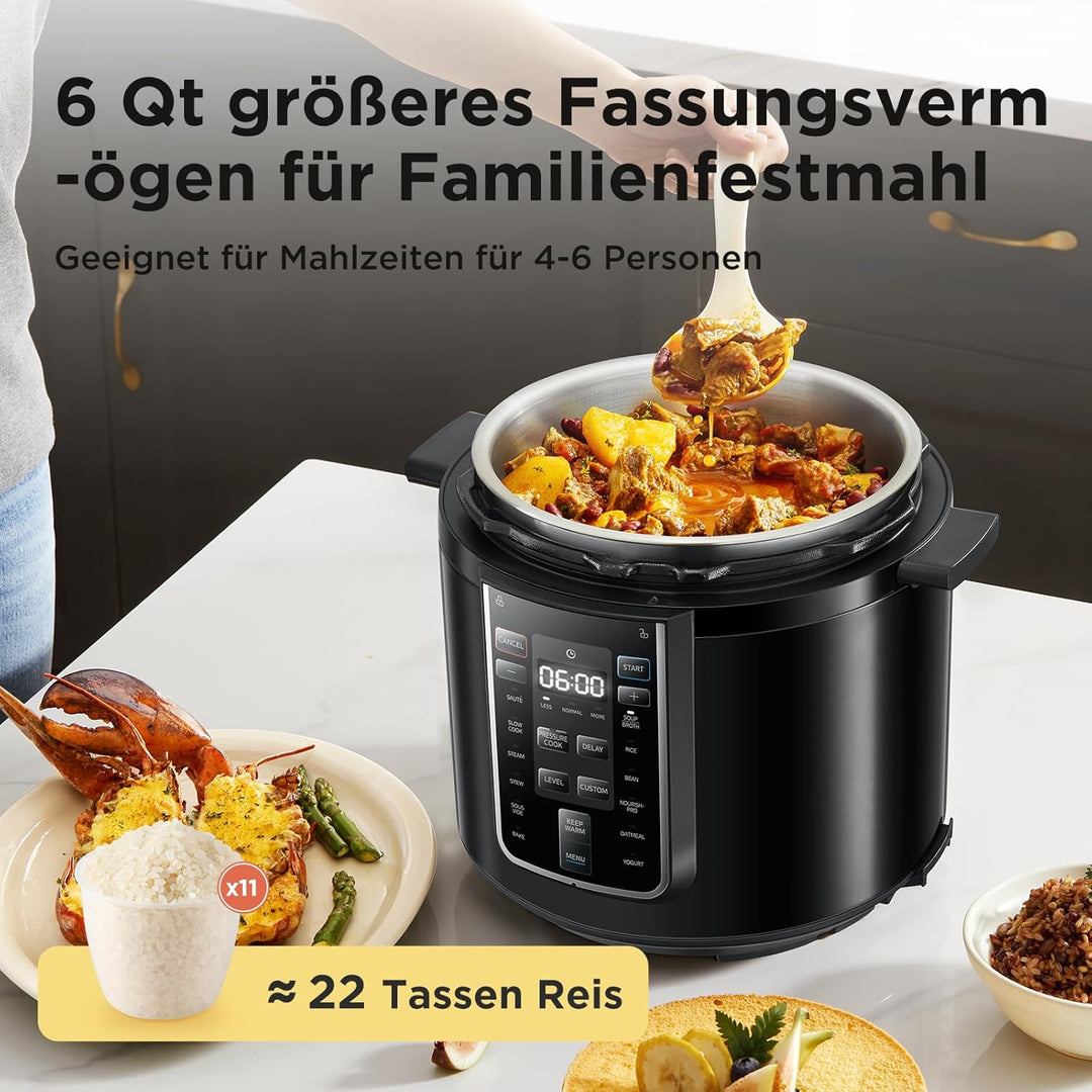 Midea Elektrischer Schnellkochtopf 9-in-1, 12 Voreinstellungen Instant-Multikocher Antihaft-Topf Jog