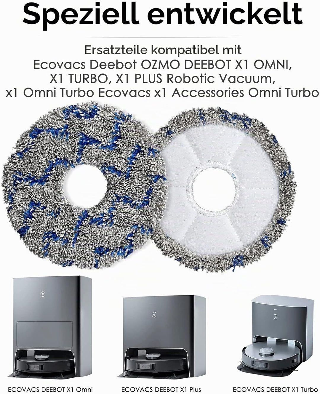 (10 Stück) Waschbare, Wiederverwendbare Wischpads für ECOVACS DEEBOT X1 Omni/ X1 PRO Omni/ X1 Turbo/