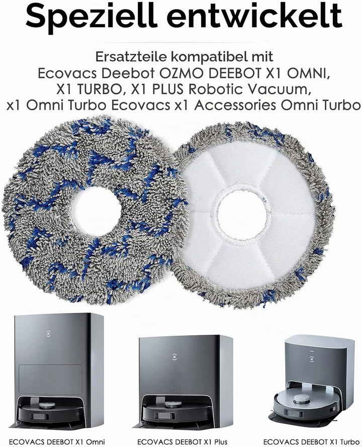 (10 Stück) Waschbare, Wiederverwendbare Wischpads für ECOVACS DEEBOT X1 Omni/ X1 PRO Omni/ X1 Turbo/