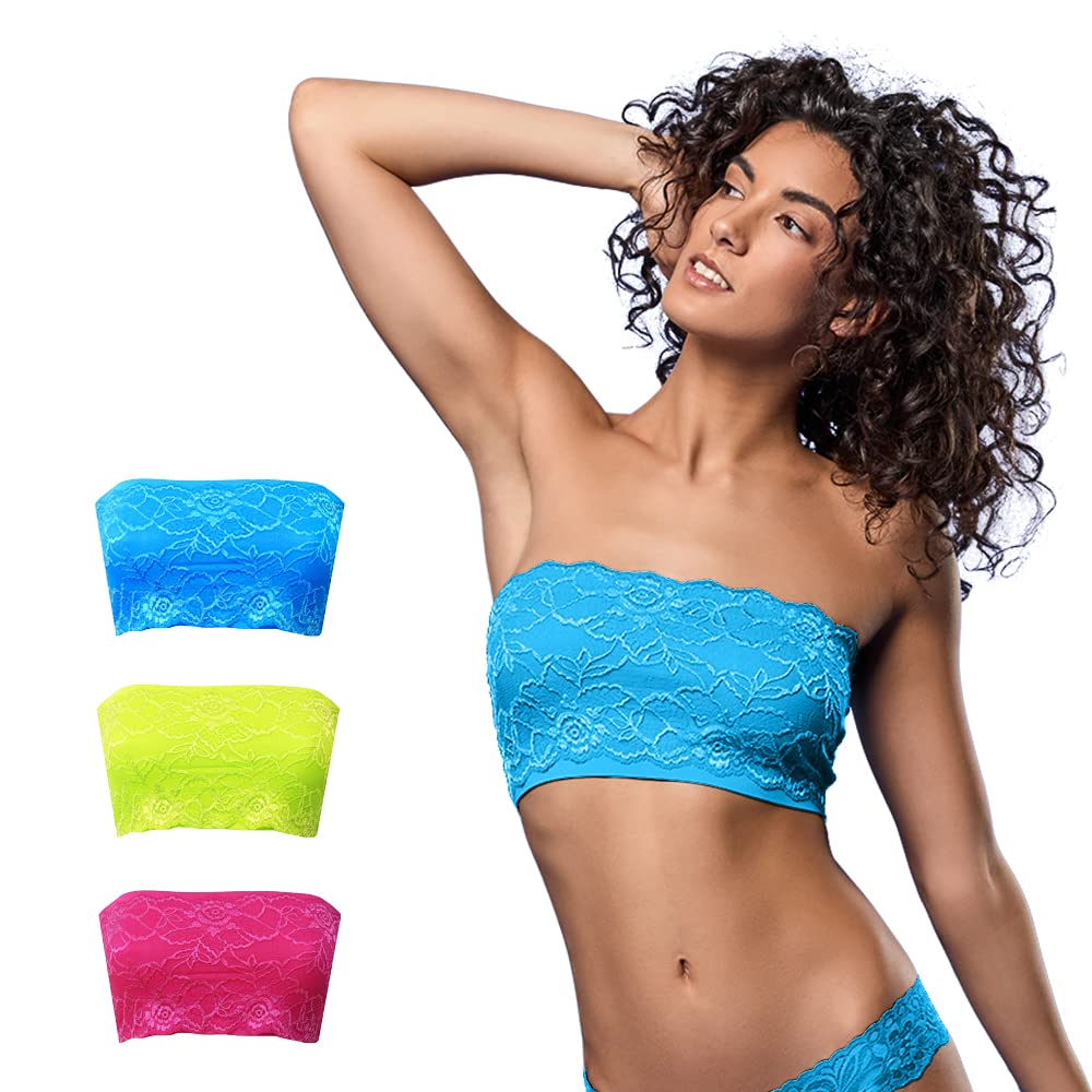 FOCENZA Bandeau Top Spitze Für Damen, Nahtlose Technologie, Einheitsgrösse für alle, Made in Italy E