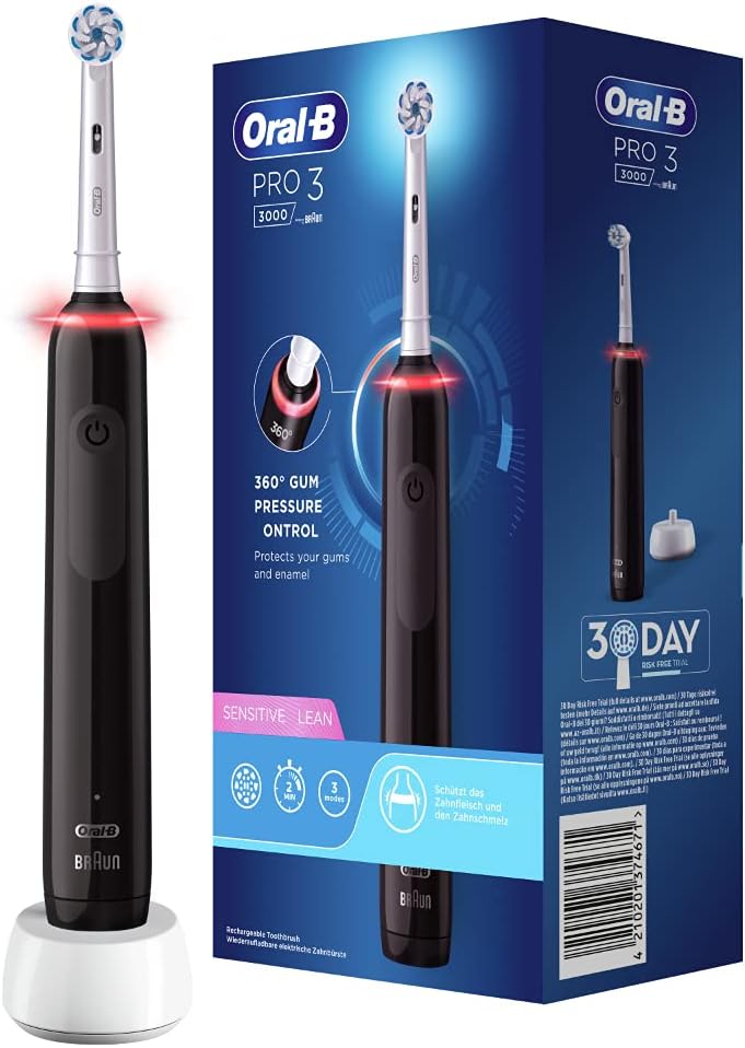 Oral-B Pro 3 3000 Sensitive Clean, Schwarz, 1 stück (1er Pack) Old Single, Old Single