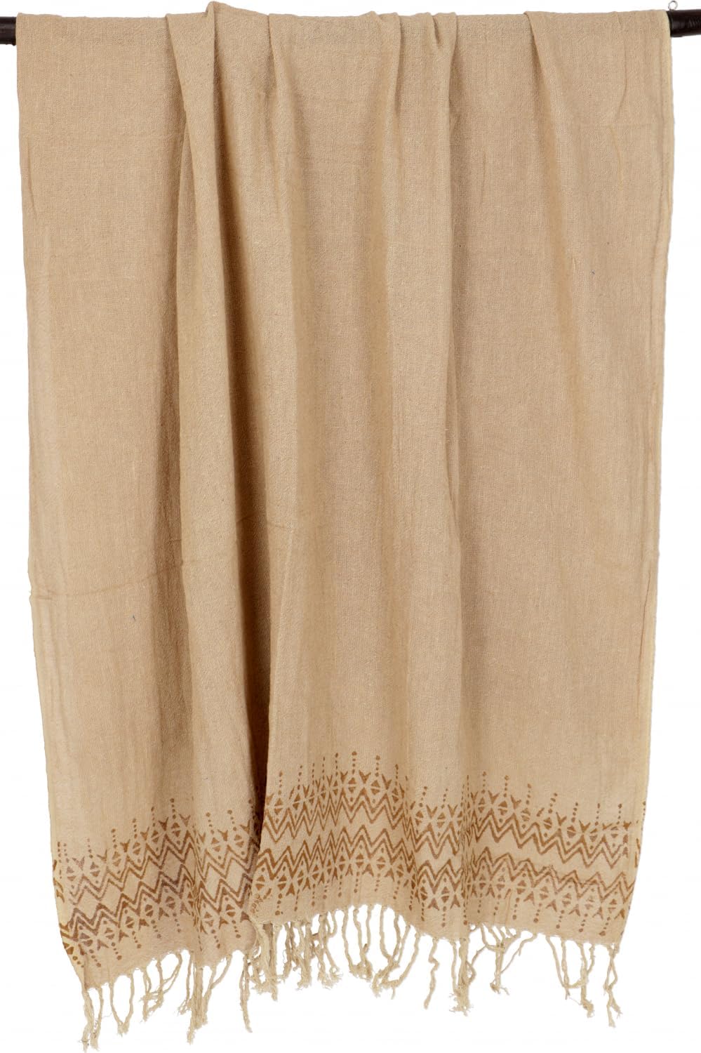 GURU SHOP Handgewebtes Baumwolltuch mit Tribalmuster, Webschal, Herren/Damen Beige, Beige