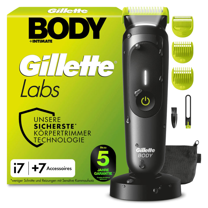 GilletteLabs i7 Body + Intimate Trimmer Herren mit SkinFirst-Technologie — Intimrasierer Mann für Kö