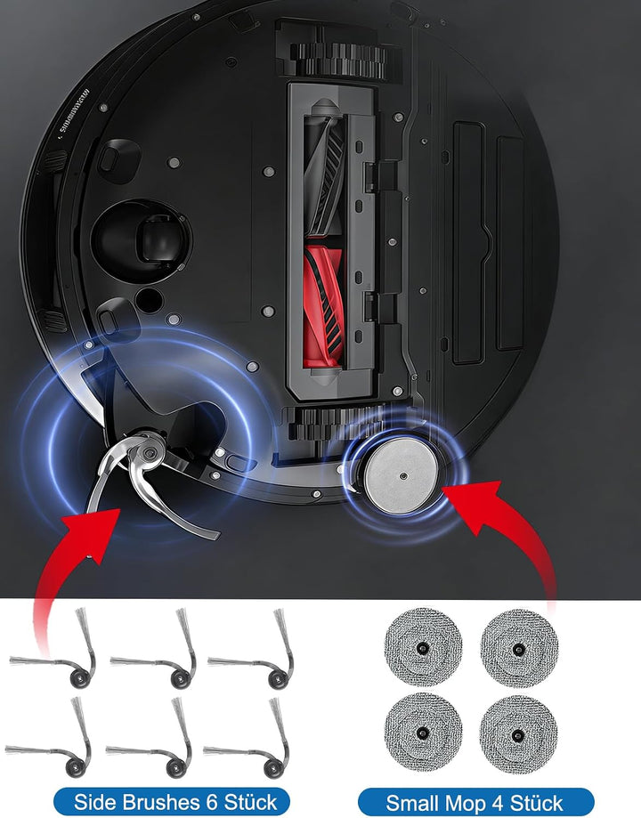Zubehör für Roborock Saros 10 Saugroboter, 2 Hauptbürste 6 Staubbeutel 4 Wischtücher 4 Seitenwischer