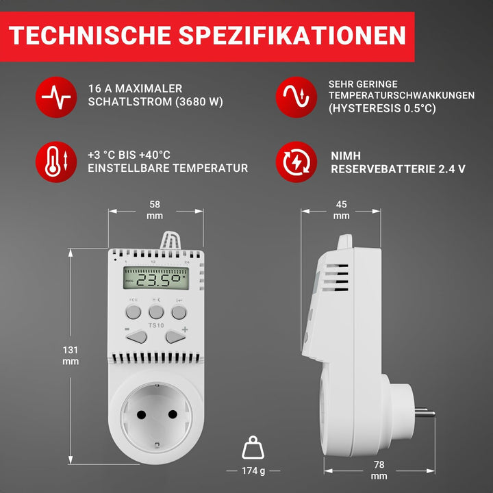 Fenix Steckdosenthermostat TS10 Infrarotheizung, klein