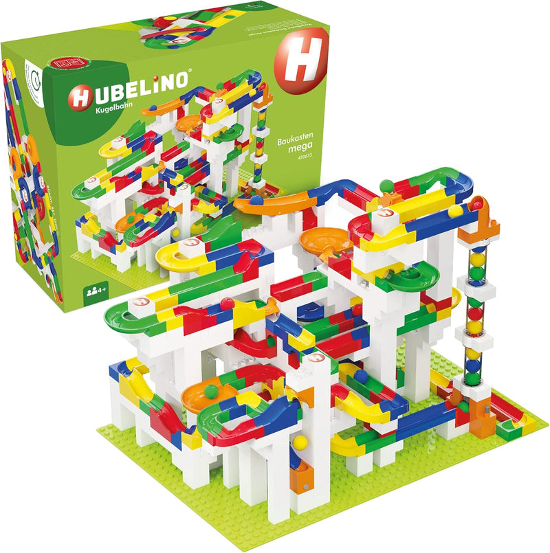 Hubelino mega (585-teilig), 420633 & 420329 Kugelbahn Grundplatte 560 Noppen Blau, kompatibel Bundle
