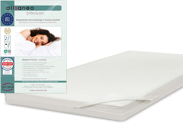 allsaneo Premium Allergiker-Matratzen-Bezug 180x200x8cm für Topper Anti Milben Encasing extra weich