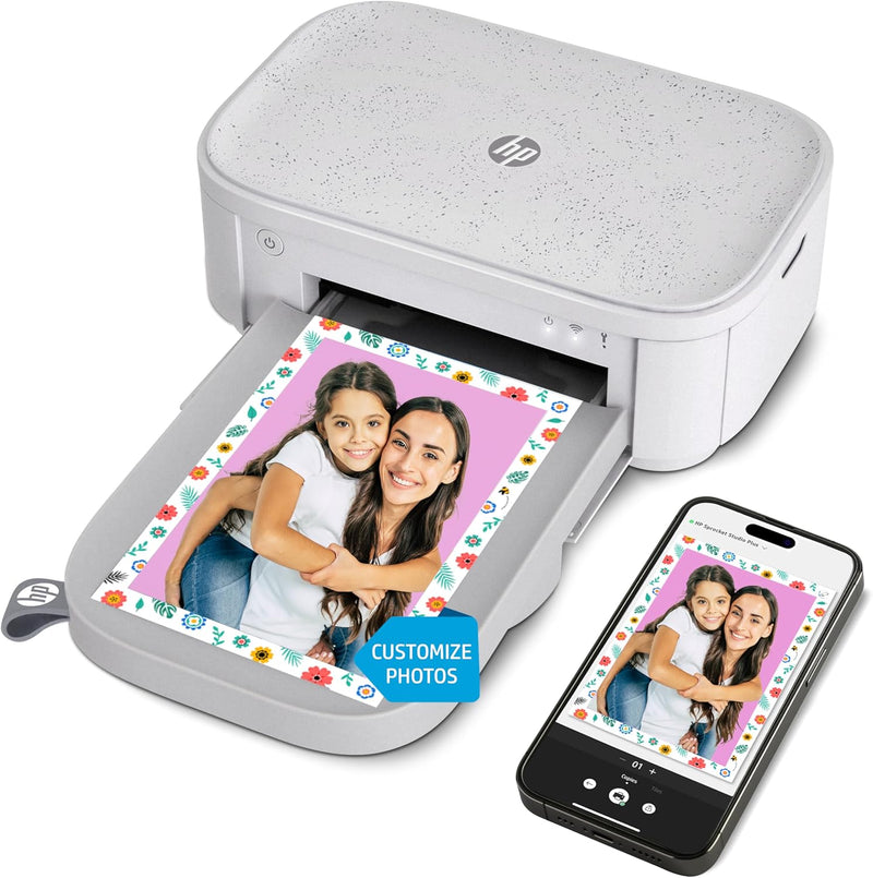 HP Sprocket Studio Plus WLAN-Drucker – Druckt 4x6-Zoll-Fotos drahtlos von Ihrem iOS- und Android-Ger