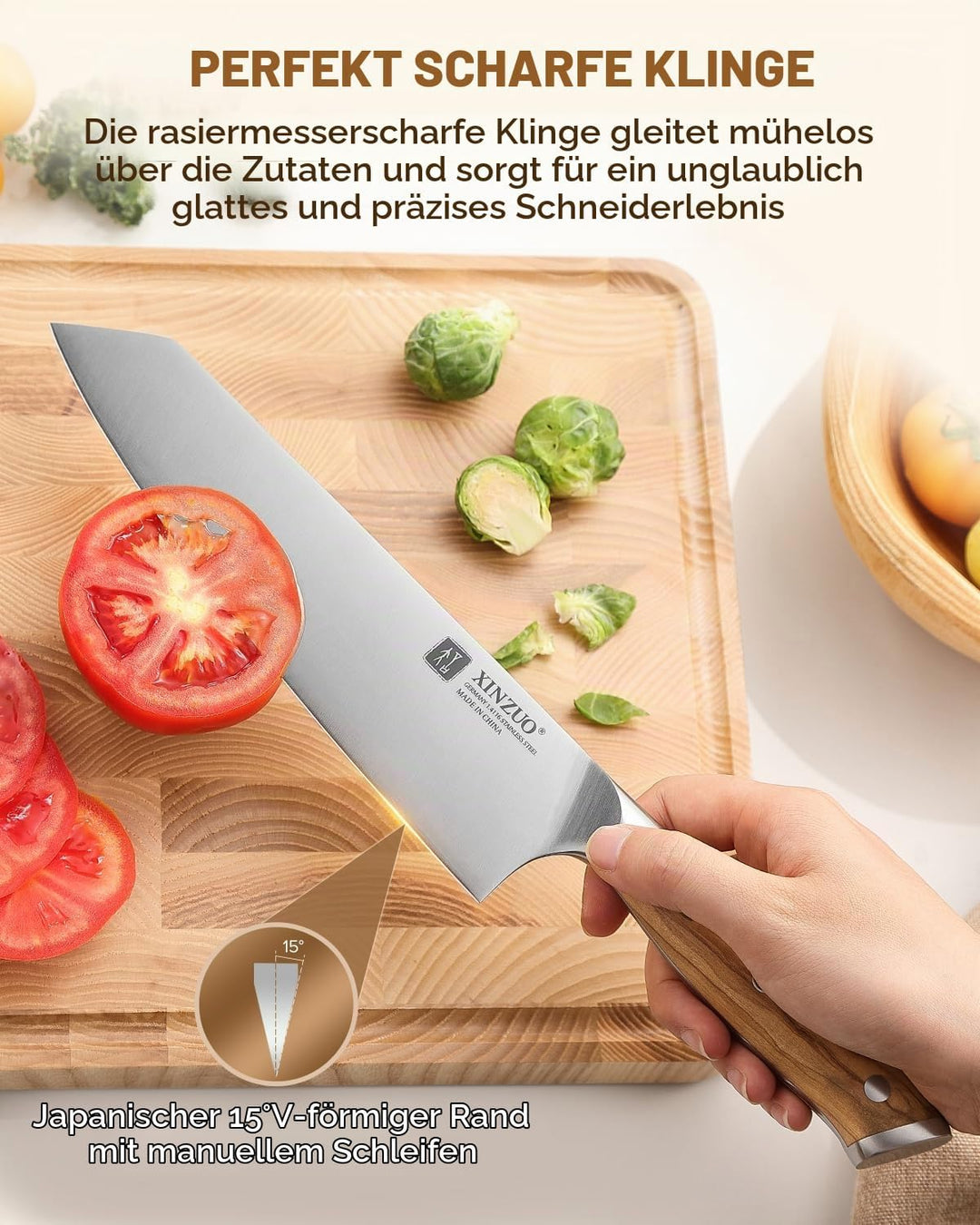 XINZUO Deutschem 1.4116 Edelstahl 21cm Kiritsuke Kochmesser -Schärfe und Haltbarkeit Küchenmesser fü