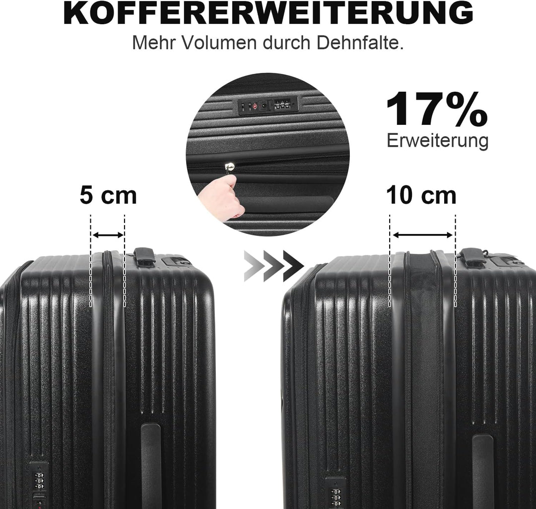Erweiterbares Hartschalenkoffer Set, mit deutschem Polycarbonat hergestellt, 3-teilig, Spezielles Fr