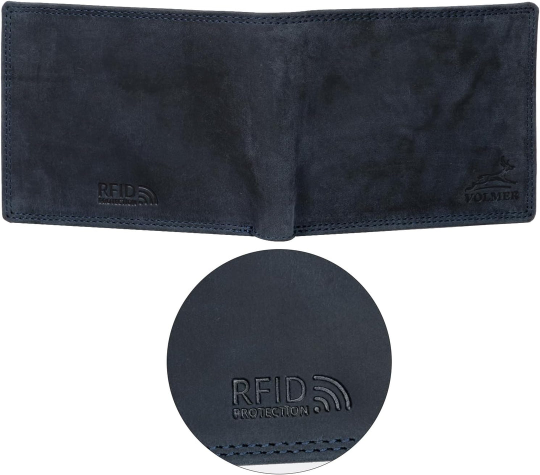 Fa.Volmer ® Leder Geldbörse Herren mit RFID-Schutz - extra-stabile Doppelnaht - 6 Fächer für Kreditk