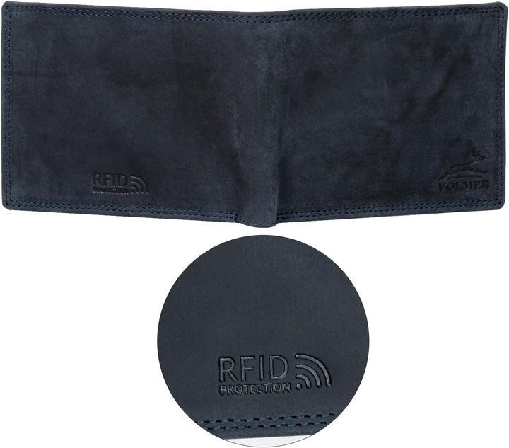 Fa.Volmer ® Leder Geldbörse Herren mit RFID-Schutz - extra-stabile Doppelnaht - 6 Fächer für Kreditk
