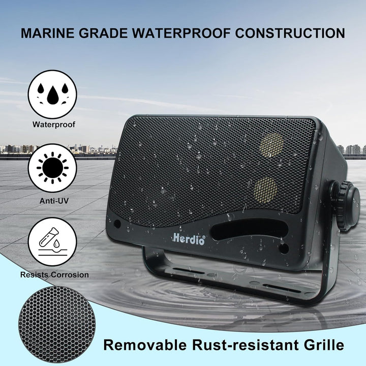 Herdio 3,5-Zoll Passive Outdoor-Lautsprecher 200W 3-Wege-Meereslautsprecher wasserdichte wetterfeste