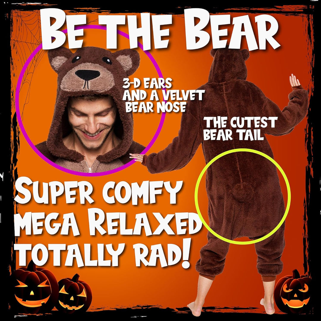 Funziez! Sherpa Bear Erwachsene Onesie Tier Halloween Kostüm Plüsch Teddy Einteiler Cosplay Anzug fü