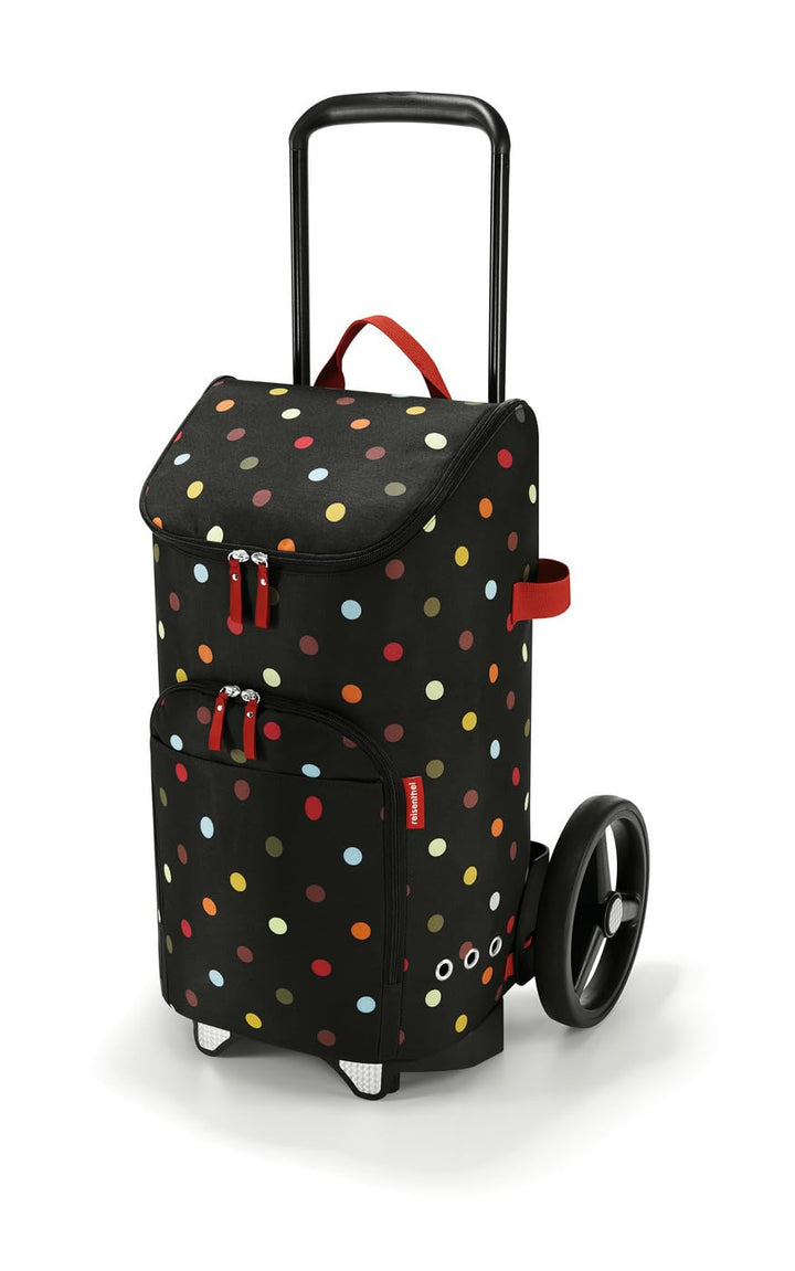 reisenthel citycruiser Set (Rack + Bag) Tasche Dots + Rack Black - Praktische Einkaufstasche mit Meh