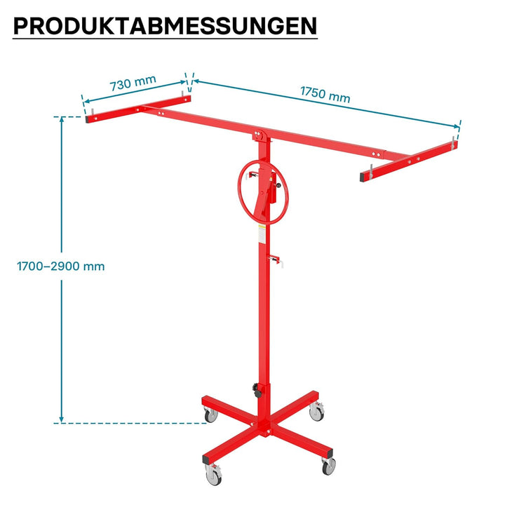 Montagehilfe für Gipskartonplatten Plattenheber für Trockenbau max. 40kg höhenverstellbar 170-290cm