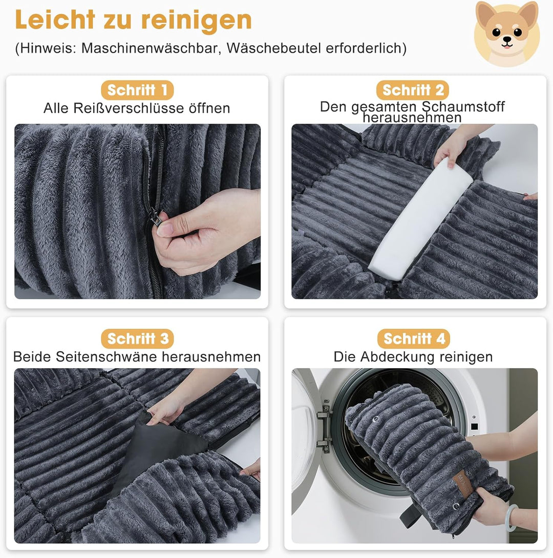 MIXJOY Hunde Autositz für kleine bis mittlere Hunde, Waschbarer Ansteckbare Leine verdickter Memory-