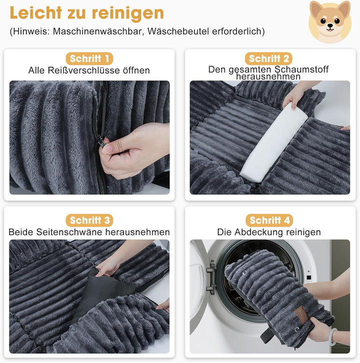 MIXJOY Hunde Autositz für kleine bis mittlere Hunde, Waschbarer Ansteckbare Leine verdickter Memory-