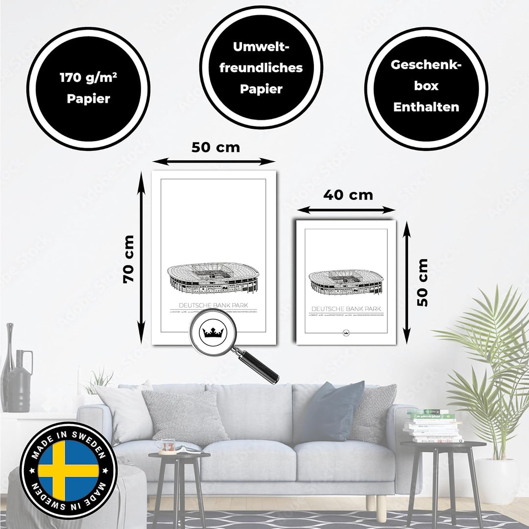 Sverigemotiv.se Stadium Posters (Eintracht Frankfurt - Deutsche Bank Park, 40x50 cm) 40x50 cm Eintra