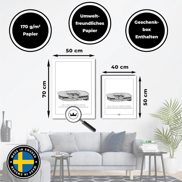 Sverigemotiv.se Stadium Posters (Eintracht Frankfurt - Deutsche Bank Park, 40x50 cm) 40x50 cm Eintra