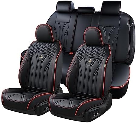 FLORICH Autositzbezüge Leder, Vorder- und Rücksitzbezüge, 5 Stück, komplettes Set, universell passen