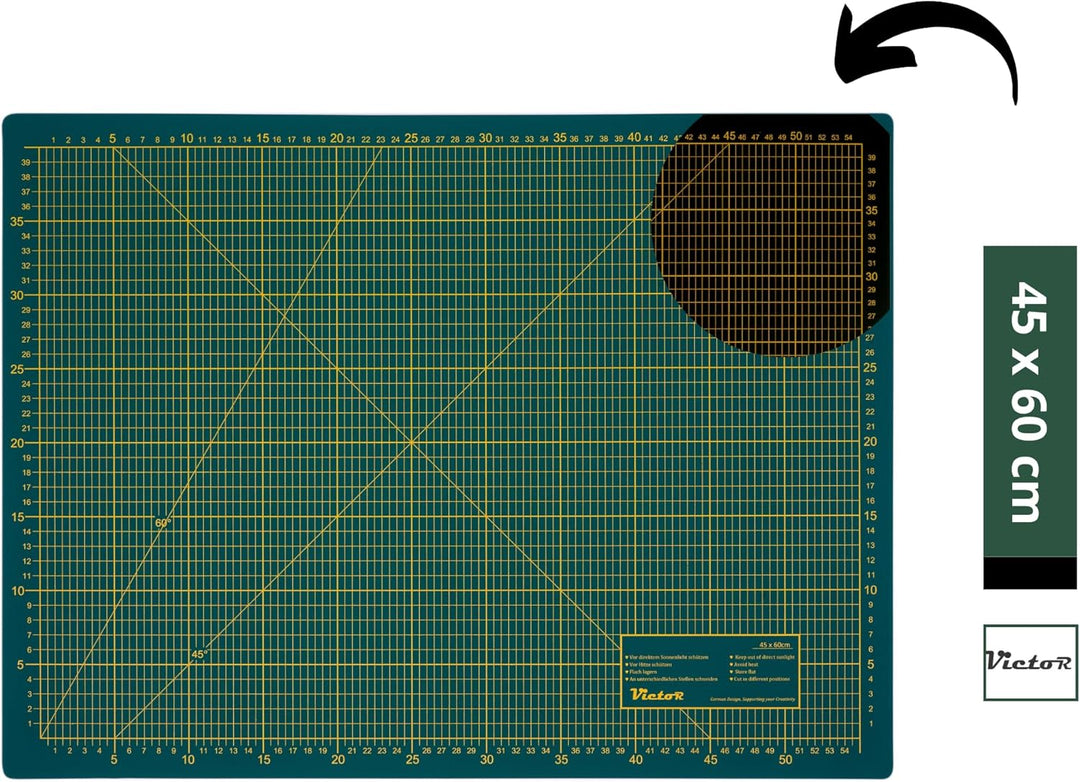 Victor Schneidematte grün schwarz 45x60cm 3-lagig Schneidematte A2 selbstheilend - Bastelunterlage -