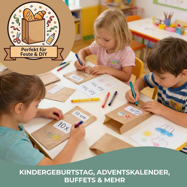 Papiertüten 1000 Stück - Brottüten Papier - Bäckertüten - Brötchentüten Kraftpapier - Frühstücksbeut