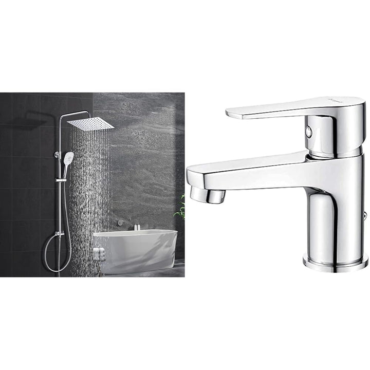 Görbach Edelstahl Duschsystem Duschset ohne Armatur Regendusche Überkopfbrauseset (SJ-E3030CP) & Ibe
