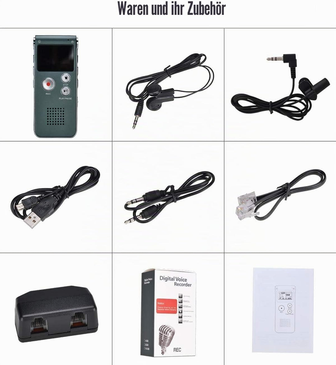 Lychee 8GB LCD Bildschirm Digitales Diktiergerät Aufnahmegerät Sprachaufnahme Audiorekorder Voice Re