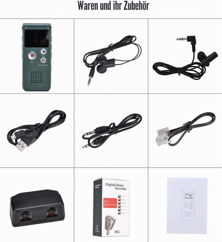 Lychee 8GB LCD Bildschirm Digitales Diktiergerät Aufnahmegerät Sprachaufnahme Audiorekorder Voice Re