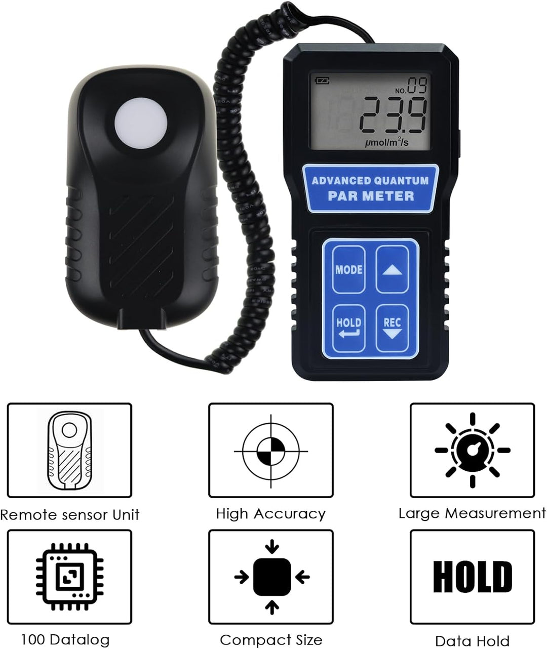 Handheld Digital Light Meter PAR Meter Photo Synthetic Active Radiation PPFD Tester for Plant Lighti