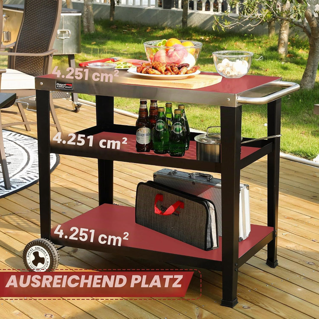 Royal Gourmet PC3404S Rollbarer Esstisch mit Müllbeutelhalter, für den Aussenbereich, Garten, Terras