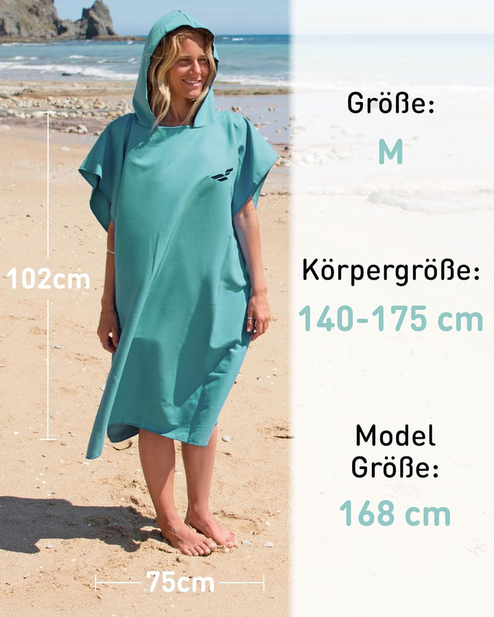 Fit-Flip Strandponcho für Erwachsene mit Kapuze schnelltrocknend | kompakt und ultraleicht, Badeponc