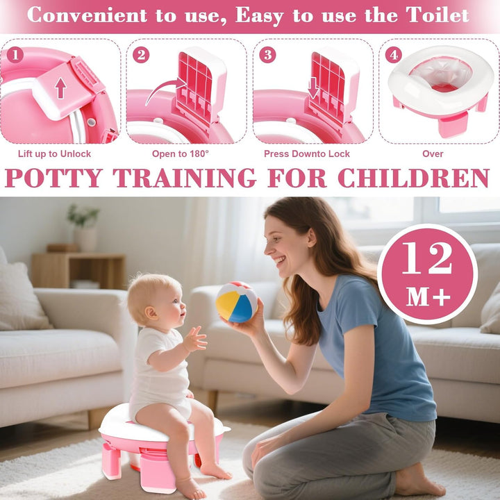 Toilettensitz Kinder,Töpfchen Training Sitze,Töpfchen für Unterwegs,Reisetöpfchen mit 20 Stück Töpfc