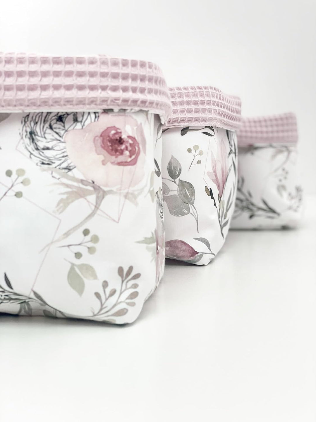 BABEES Aufbewahrungskorb Wickeltisch Baby, Körbchen Set 3 Stück, Organizer Wickelkommode, Utensilo A