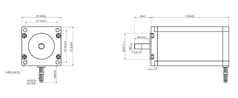 STEPPERONLINE Nema 23 Bipolar 3Nm(425oz.in) 8 mm Durchmesser 4,2A 57x57x113 mm 4 Drähte Schrittmotor